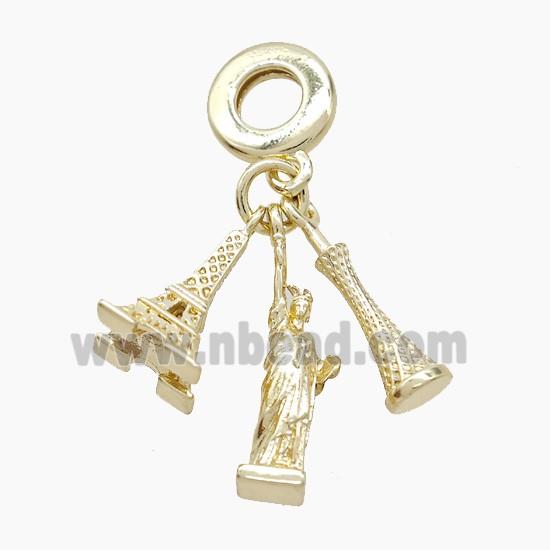 Eiffel Tower And Statue Canton Tower Charms Copper Pendant Gold Plated