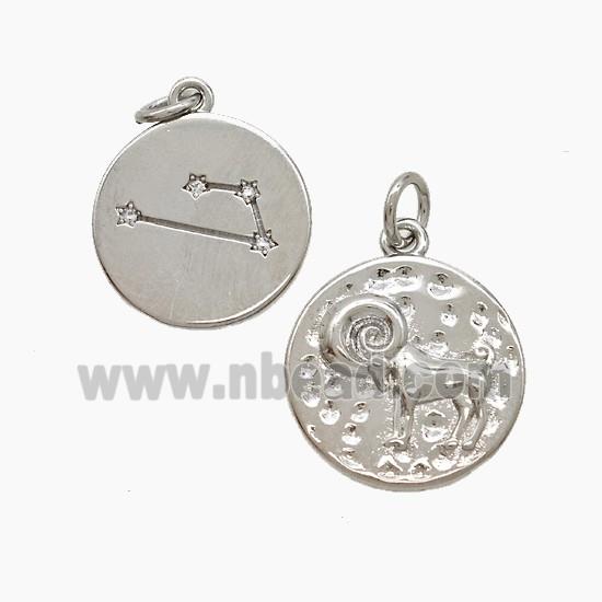 Copper Pendant Pave zircon, Platinum Plated