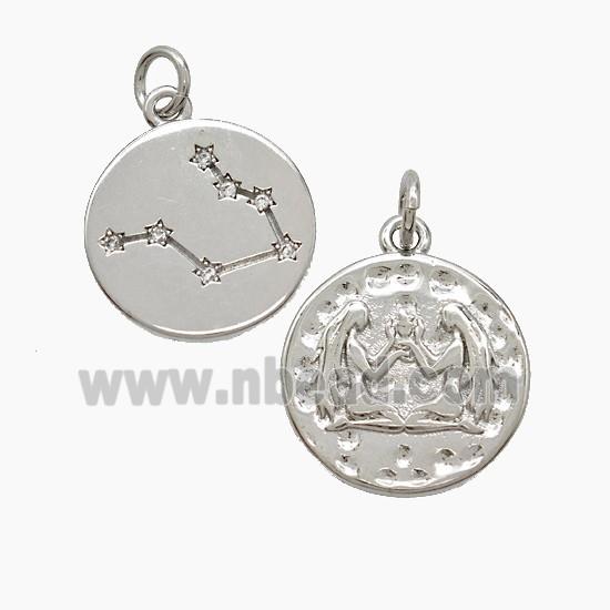 Copper Pendant Pave zircon, Platinum Plated