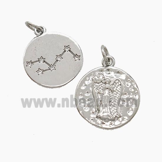 Copper Pendant Pave zircon, Platinum Plated