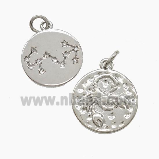 Copper Pendant Pave zircon, Platinum Plated