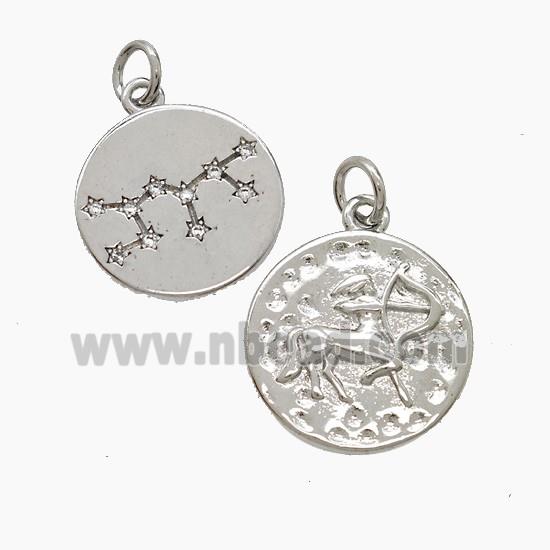 Copper Pendant Pave zircon, Platinum Plated