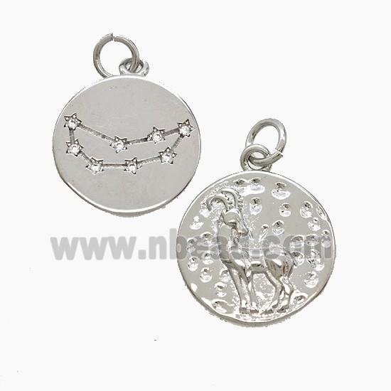 Copper Pendant Pave zircon, Platinum Plated