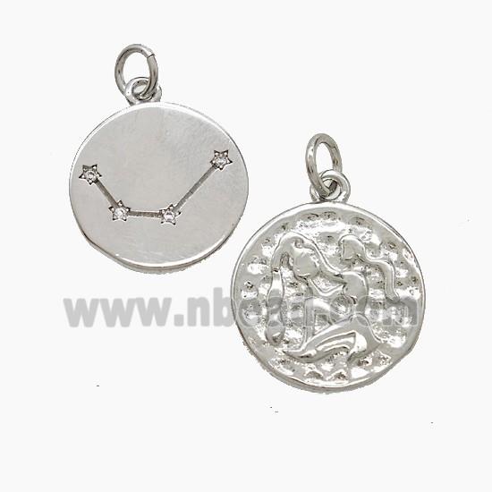 Copper Pendant Pave zircon, Platinum Plated