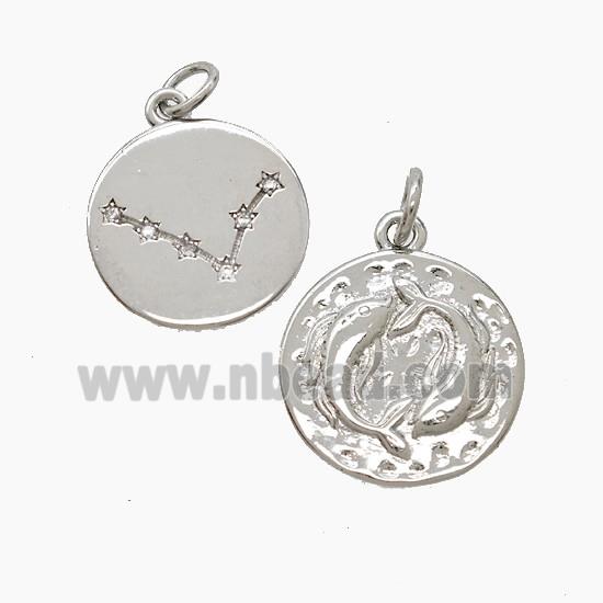 Copper Pendant Pave zircon, Platinum Plated