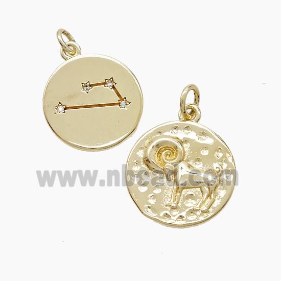 Copper Pendant Pave zircon, Gold Plated