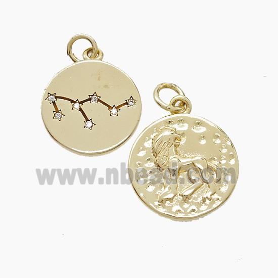 Copper Pendant Pave zircon, Gold Plated