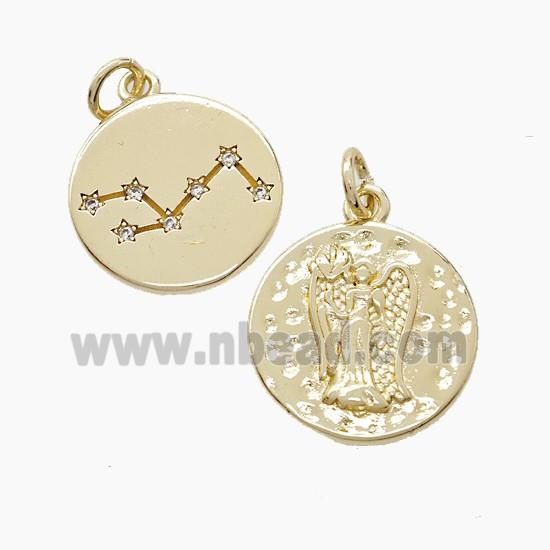Copper Pendant Pave zircon, Gold Plated