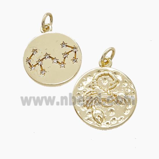 Copper Pendant Pave zircon, Gold Plated