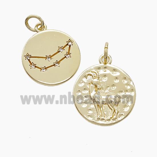 Copper Pendant Pave zircon, Gold Plated