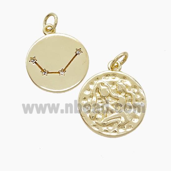 Copper Pendant Pave zircon, Gold Plated