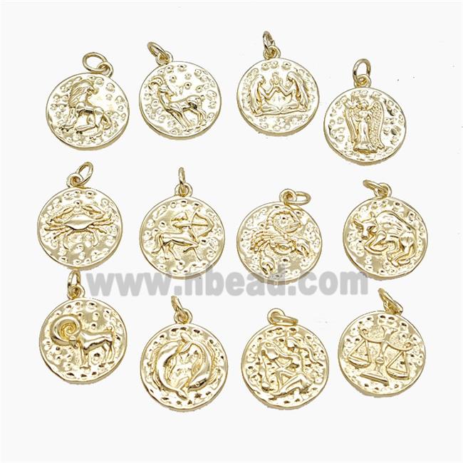 Copper Pendant Pave zircon, Gold Plated