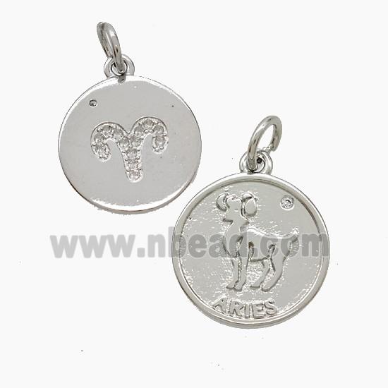 Copper Pendant Pave zircon, Platinum Plated