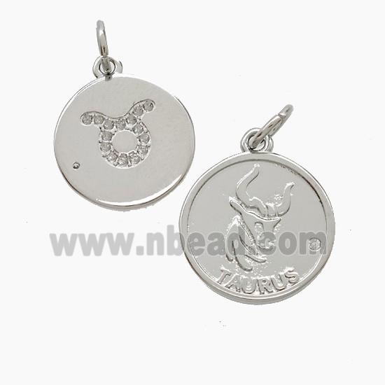Copper Pendant Pave zircon, Platinum Plated
