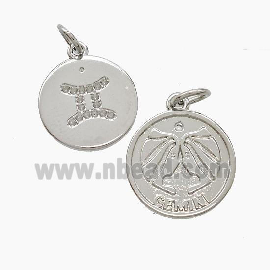 Copper Pendant Pave zircon, Platinum Plated