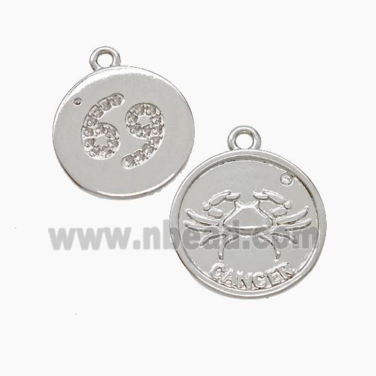 Copper Pendant Pave zircon, Platinum Plated
