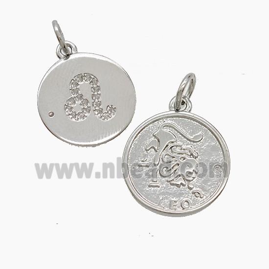 Copper Pendant Pave zircon, Platinum Plated