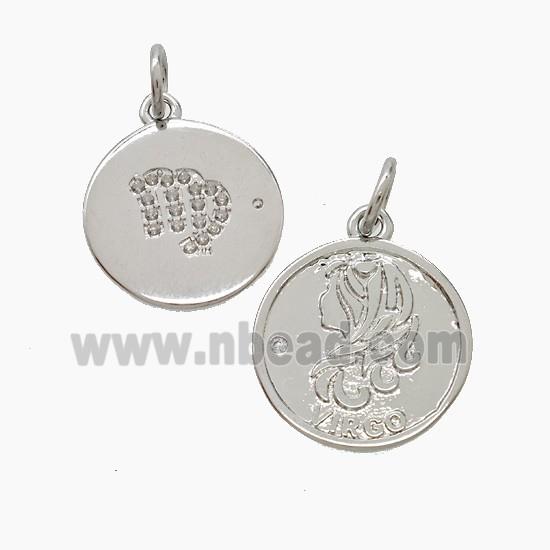 Copper Pendant Pave zircon, Platinum Plated