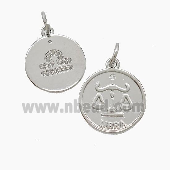 Copper Pendant Pave zircon, Platinum Plated