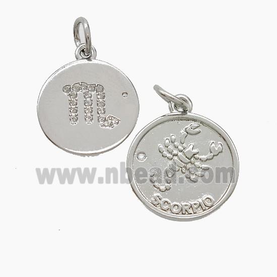 Copper Pendant Pave zircon, Platinum Plated