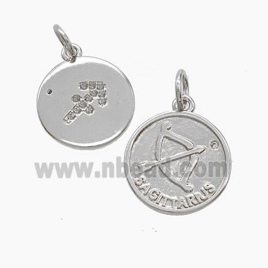 Copper Pendant Pave zircon, Platinum Plated