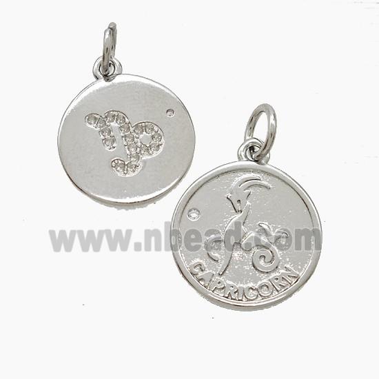 Copper Pendant Pave zircon, Platinum Plated