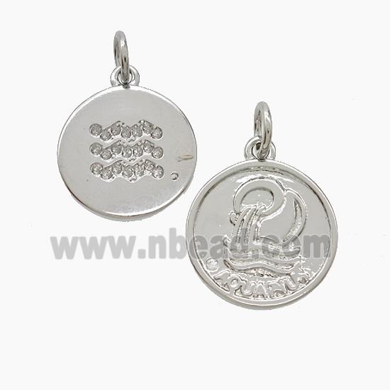 Copper Pendant Pave zircon, Platinum Plated
