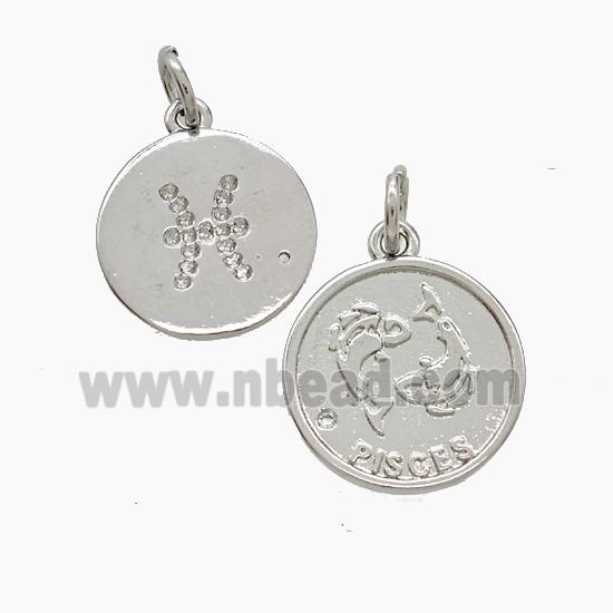 Copper Pendant Pave zircon, Platinum Plated