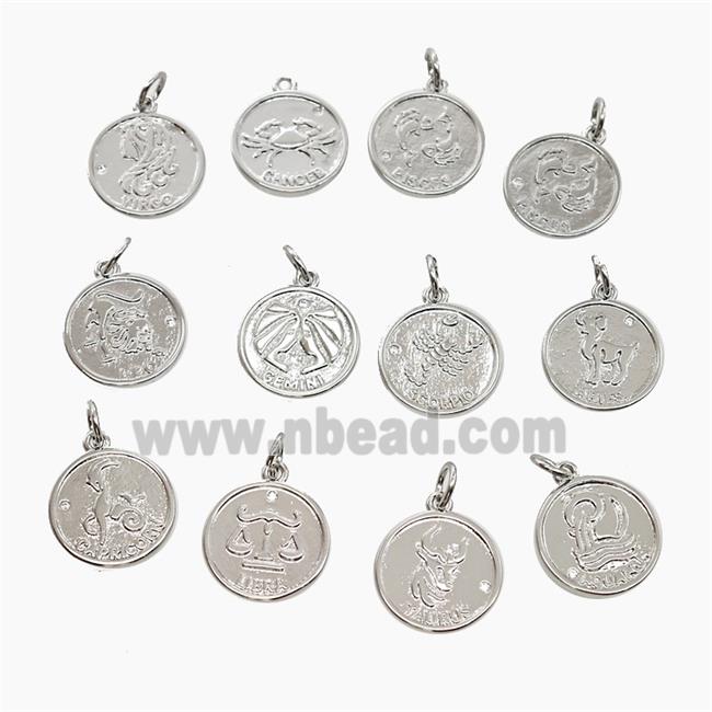 Copper Pendant Pave zircon, Platinum Plated