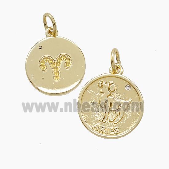 Copper Pendant Pave zircon, Gold Plated