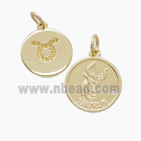 Copper Pendant Pave zircon, Gold Plated