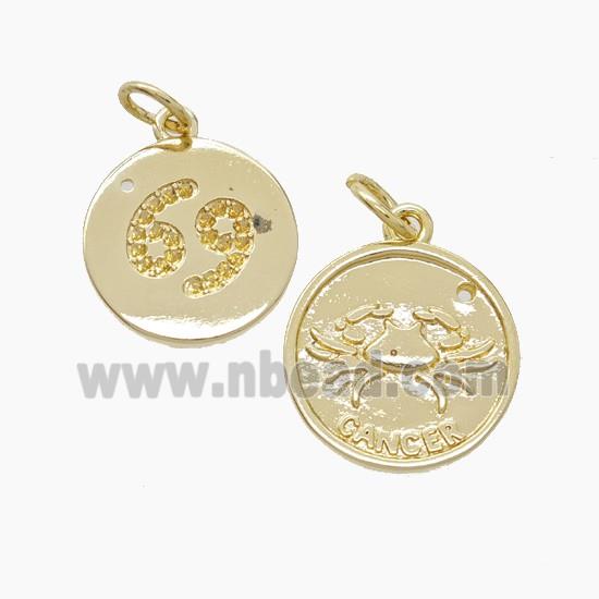 Copper Pendant Pave zircon, Gold Plated