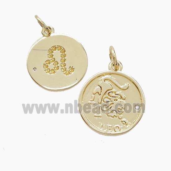 Copper Pendant Pave zircon, Gold Plated