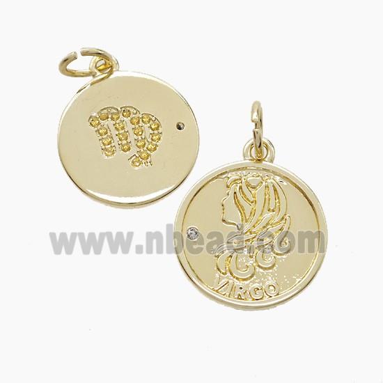 Copper Pendant Pave zircon, Gold Plated