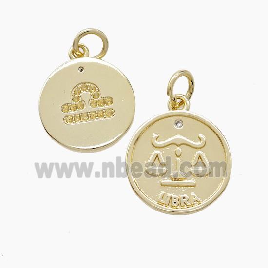 Copper Pendant Pave zircon, Gold Plated