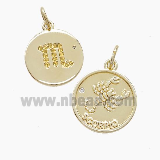 Copper Pendant Pave zircon, Gold Plated
