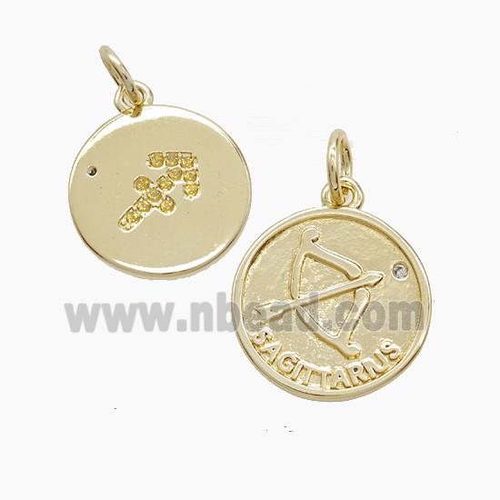 Copper Pendant Pave zircon, Gold Plated