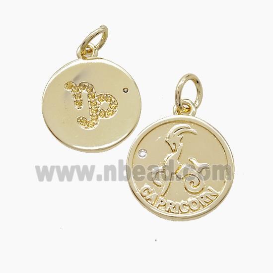 Copper Pendant Pave zircon, Gold Plated