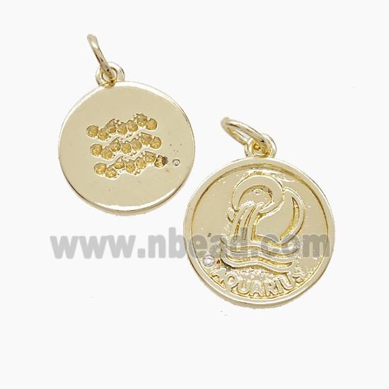 Copper Pendant Pave zircon, Gold Plated