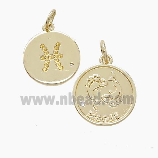 Copper Pendant Pave zircon, Gold Plated