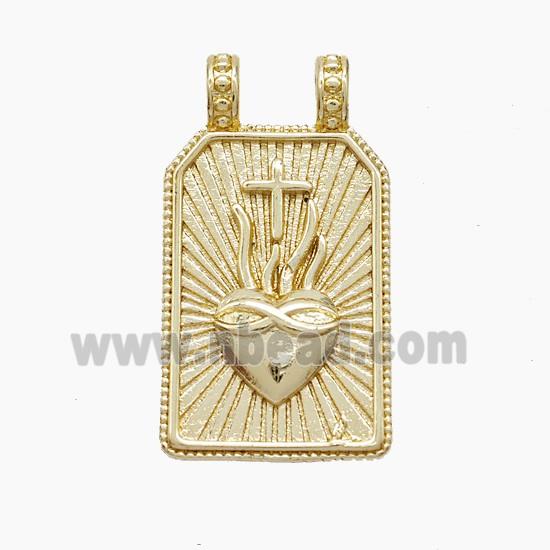 Copper Pendant Pave zircon, Gold Plated