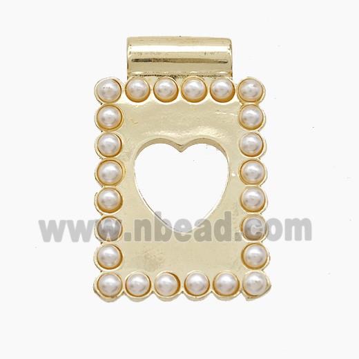 Copper Pendant Pave Resin Pearlized, Gold Plated