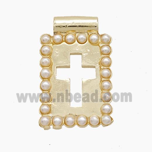 Copper Pendant Pave Resin Pearlized, Gold Plated