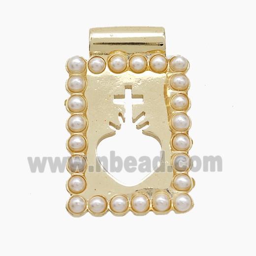 Copper Pendant Pave Resin Pearlized, Gold Plated