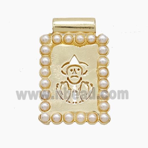 Copper Pendant Pave Resin Pearlized, Gold Plated
