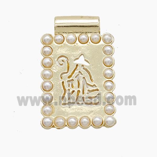 Copper Pendant Pave Resin Pearlized, Gold Plated