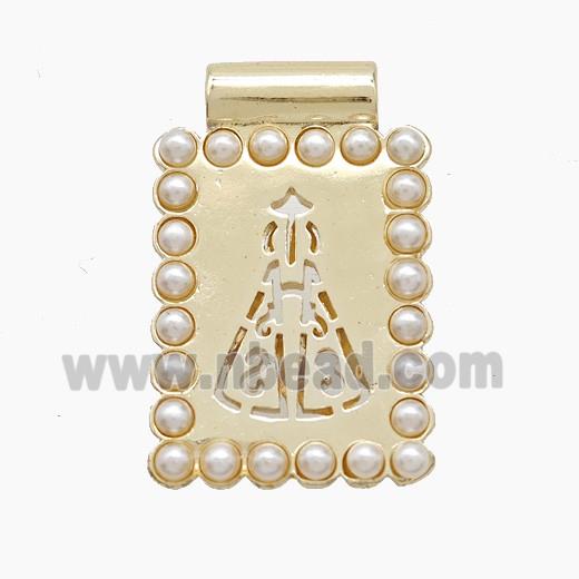 Copper Pendant Pave Resin Pearlized, Gold Plated