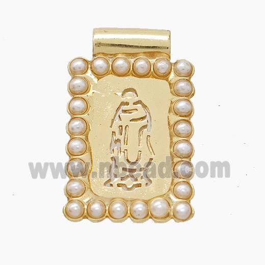 Copper Pendant Pave Resin Pearlized, Gold Plated