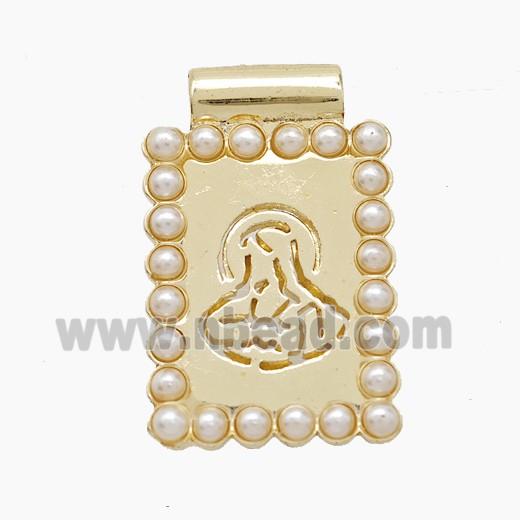 Copper Pendant Pave Resin Pearlized, Gold Plated