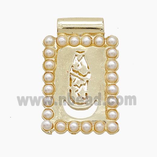 Copper Pendant Pave Resin Pearlized, Gold Plated